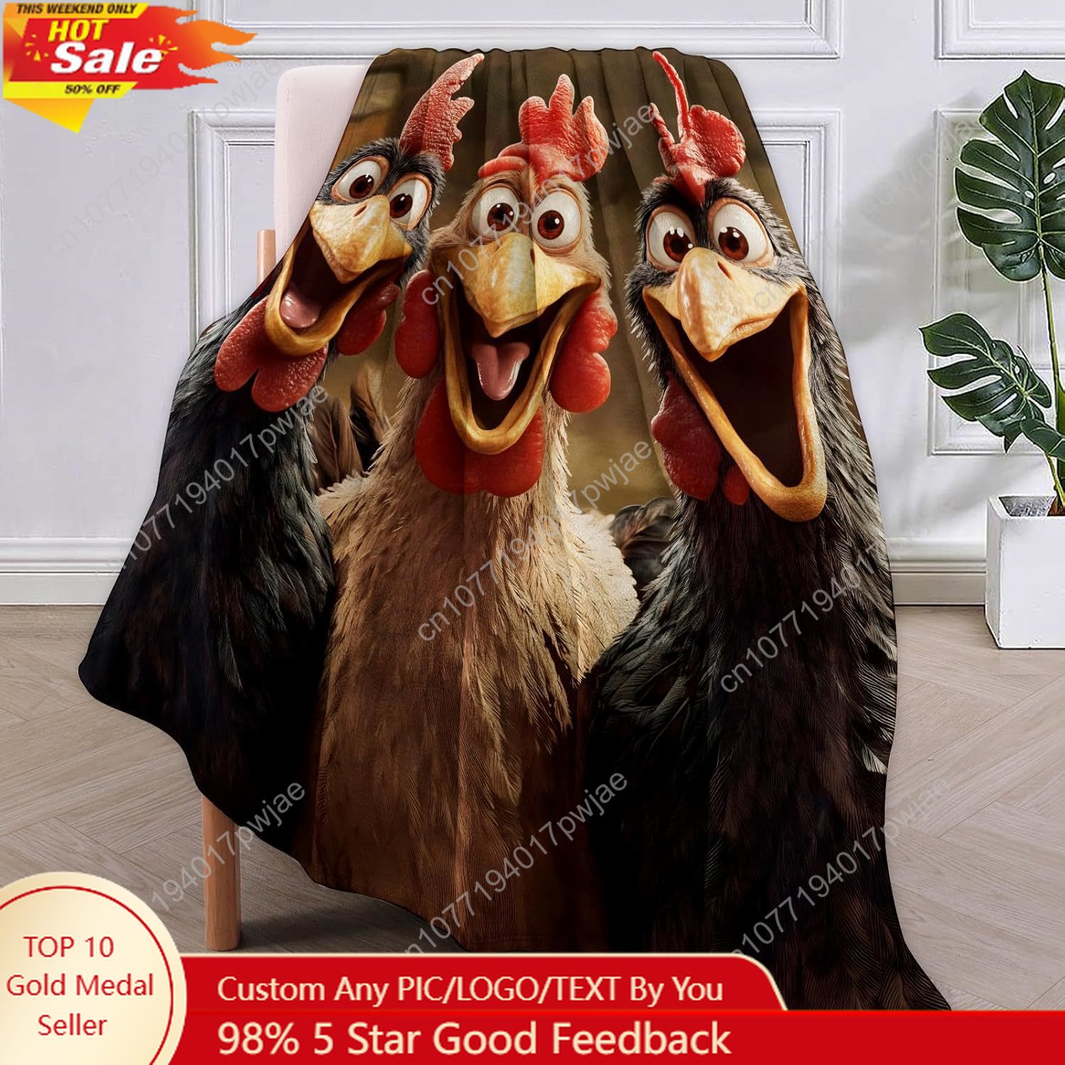 Quality Home Textiles - Hühnerdecke, Geschenke für Frauen, Cartoon-Flanelldecke mit
