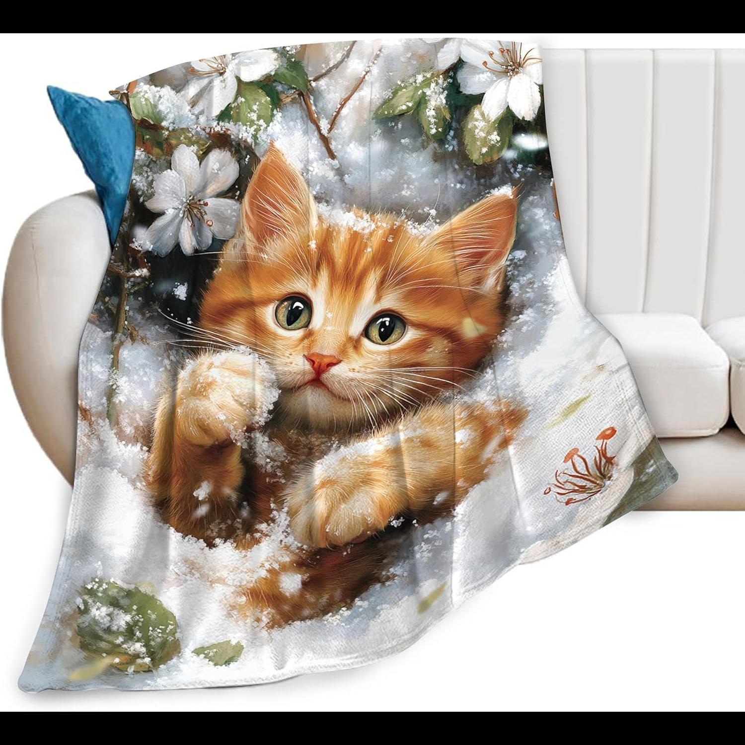 Home Textiles Throw - Cozy CatThemed Fleece wirft weiche warme