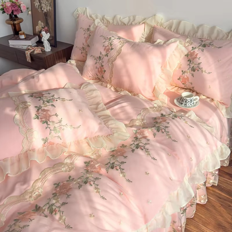 Bed Sheet Microfiber - Princess Ruffle 3-teiliges Bettwäscheset, 1 Bettbezug,