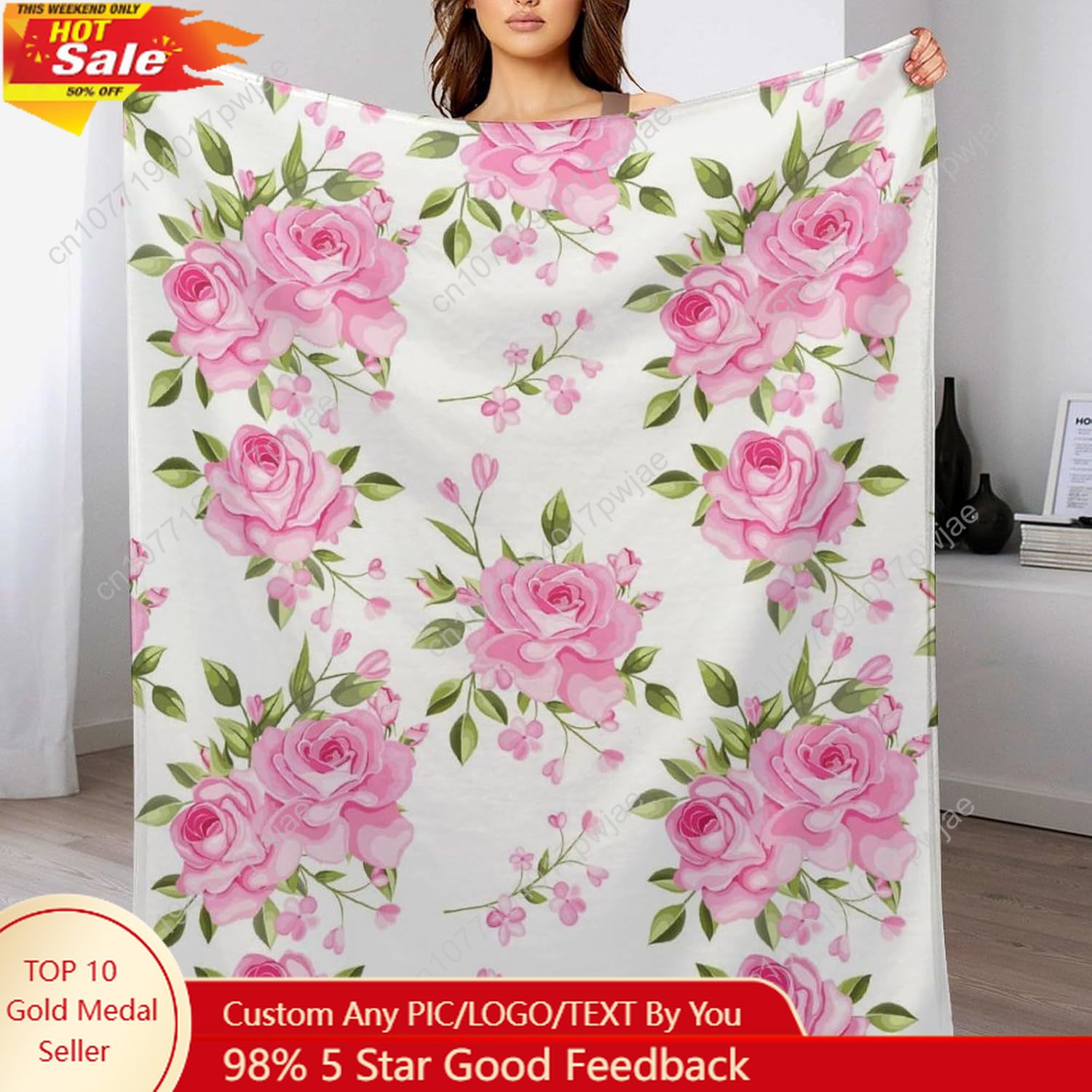 Rosa Blumen-Überwurfdecke, Blu – Quality Home Textiles Bewertung und Preis