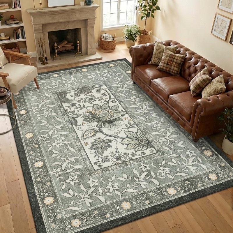 Retro-Teppich mit Pflanzenmust – Home Lines Textiles Bewertung und Preis